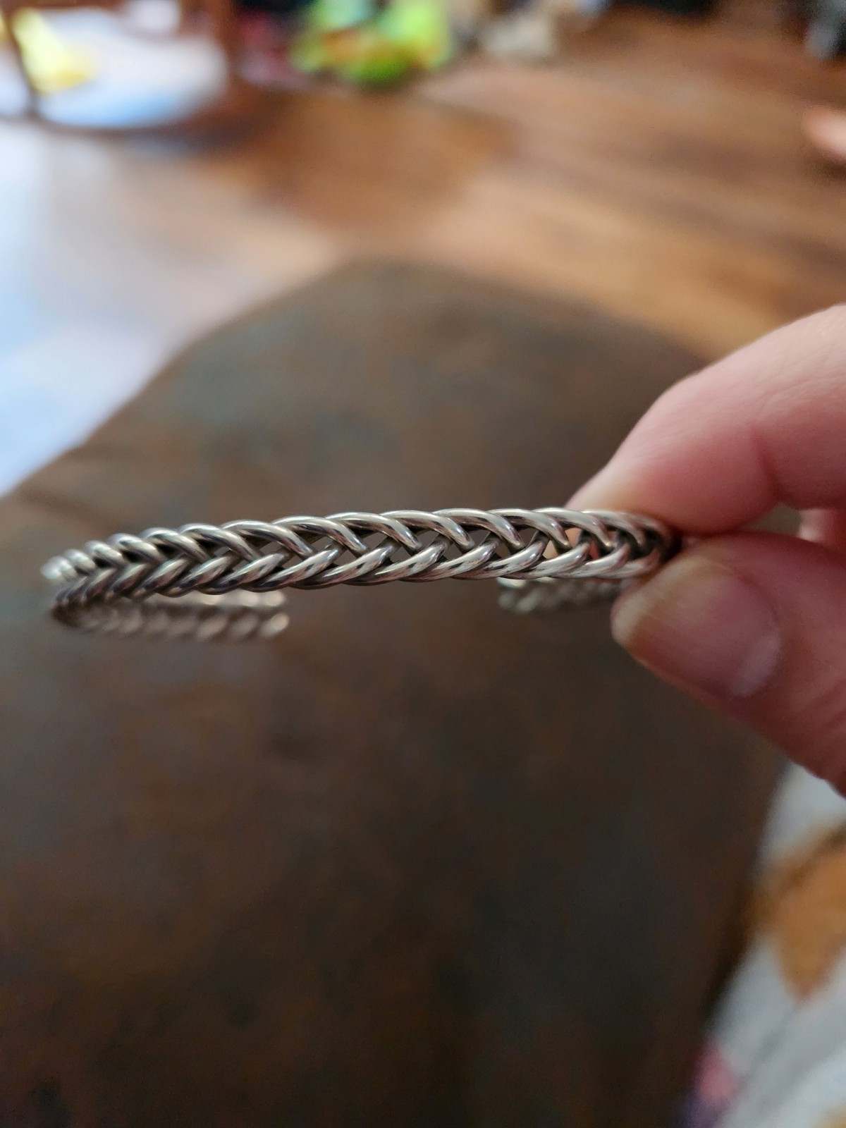 Vintage 925 Sterling Silver Cuff Artisan Made Braided Bracelet 8 In 14.5g