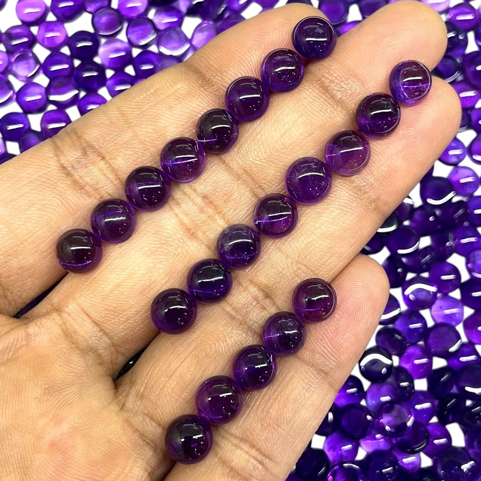 80 Pcs Natural Amethyst 7mm Round Cabochon Rich Purple Loose Gemstones Lot