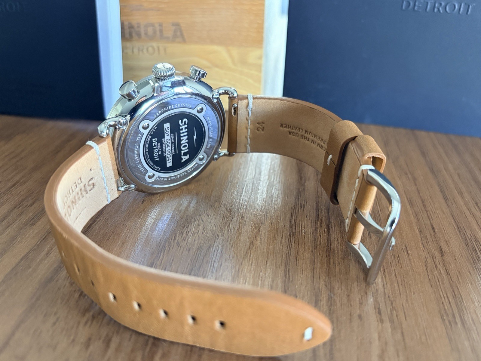 Shinola Runwell Argonite-5021 Chronograph Quartz Cream Dial Brown Leather Strap