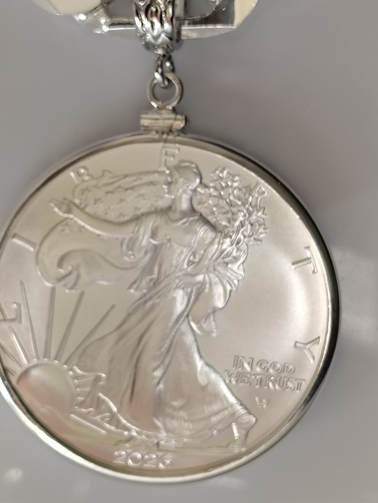Silver Plated Necklace With Coin 2026 MS 69 Silver American Eagle 1 Oz (26″/12mm