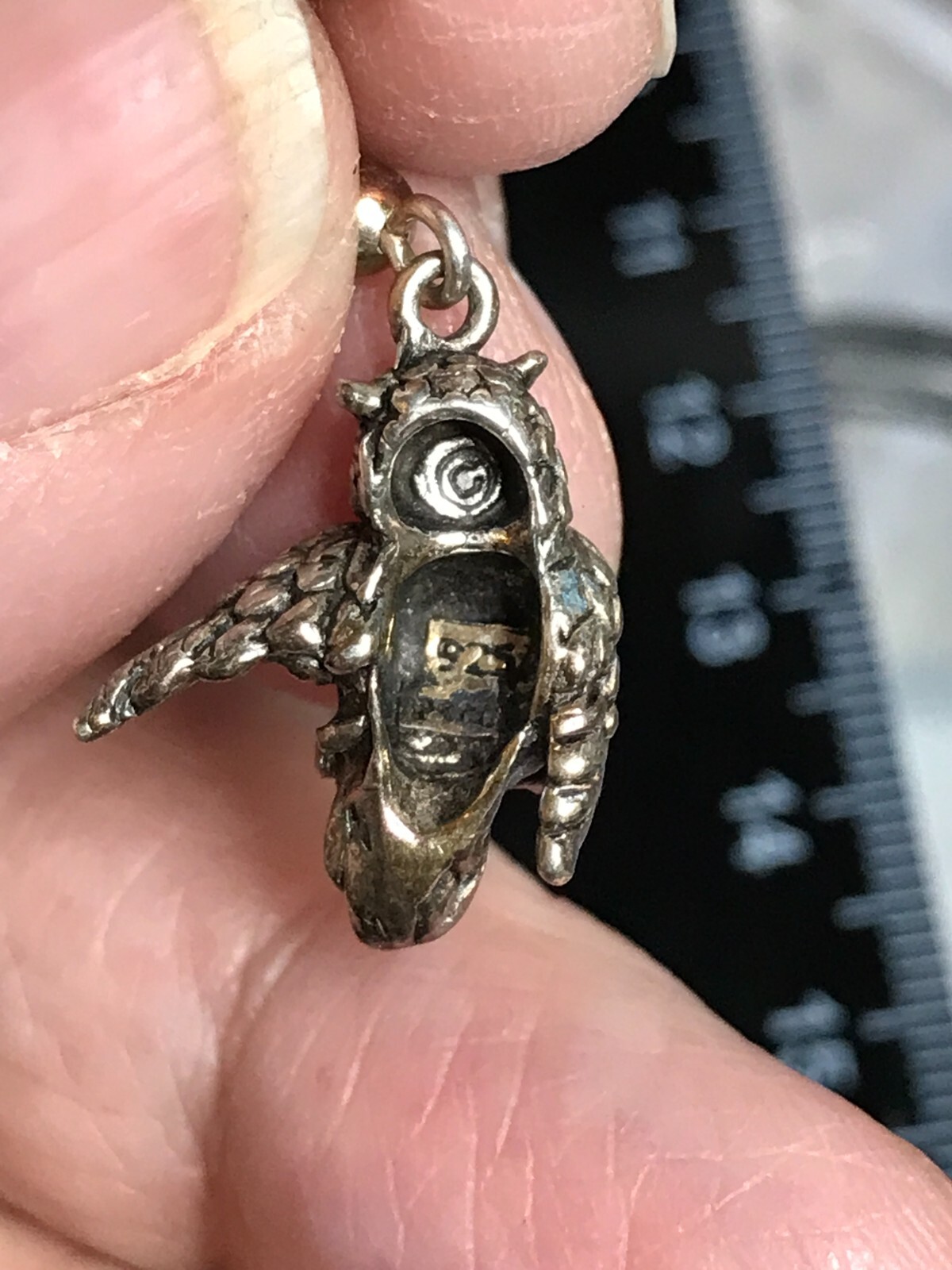 Sterling Silver Vintage PETER STONE 3D Wing Out Owl Earrings PSCL