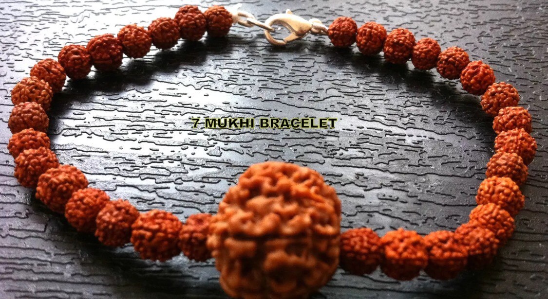 SEVEN 7 SAATH MUKHI FACET GENUINE NEPALI RUDRAKSHA BRACELET WRIST BAND RUDRAKSH