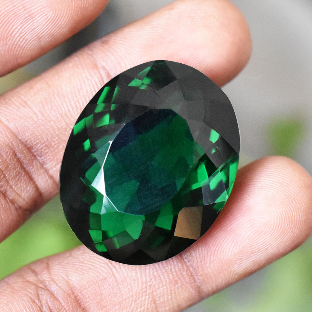 CERTIFIED 85Ct Oval Shape BRAZILIAN Green Garnet LAB-CREATED Loose Gemstone