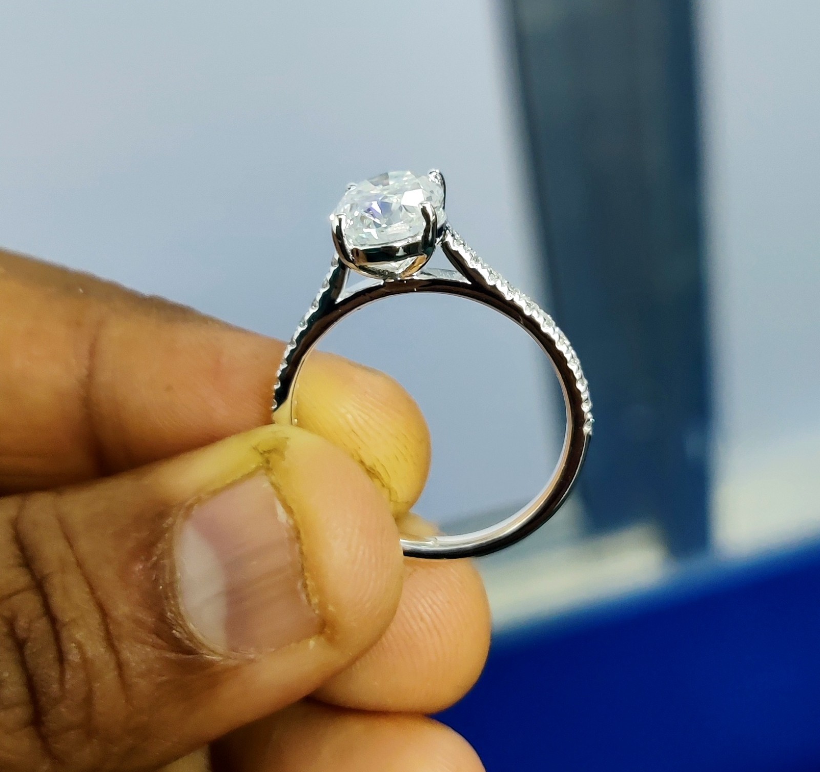 1.20Ct Oval Lab Created Diamond Solitaire Engagement Ring 14KWhite Gold Plated