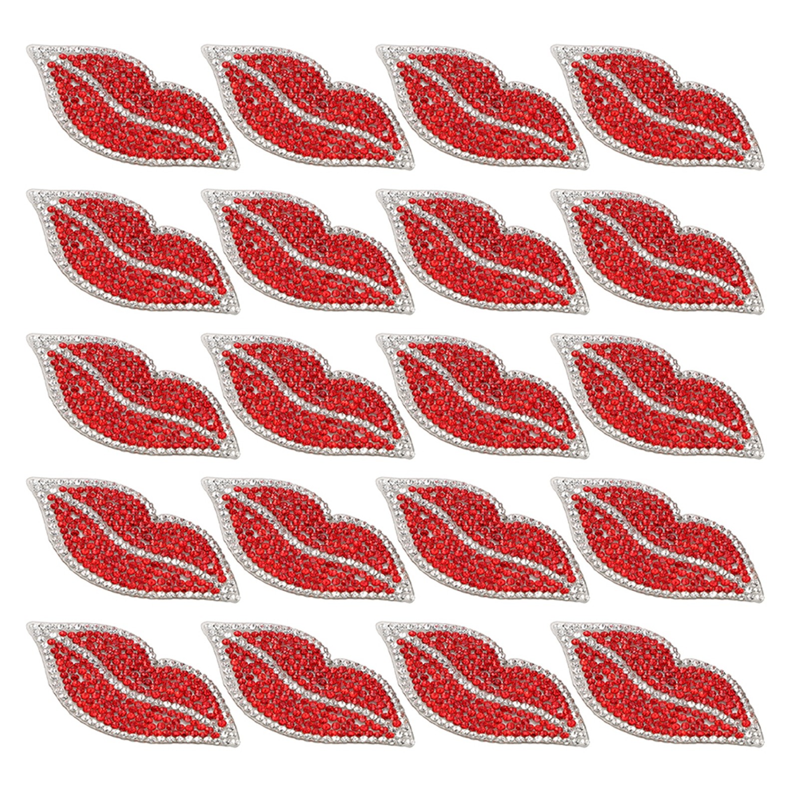 20Pcs Red Lip Rhinestones Resin Crystal Hot Pattern Clothing Decoration
