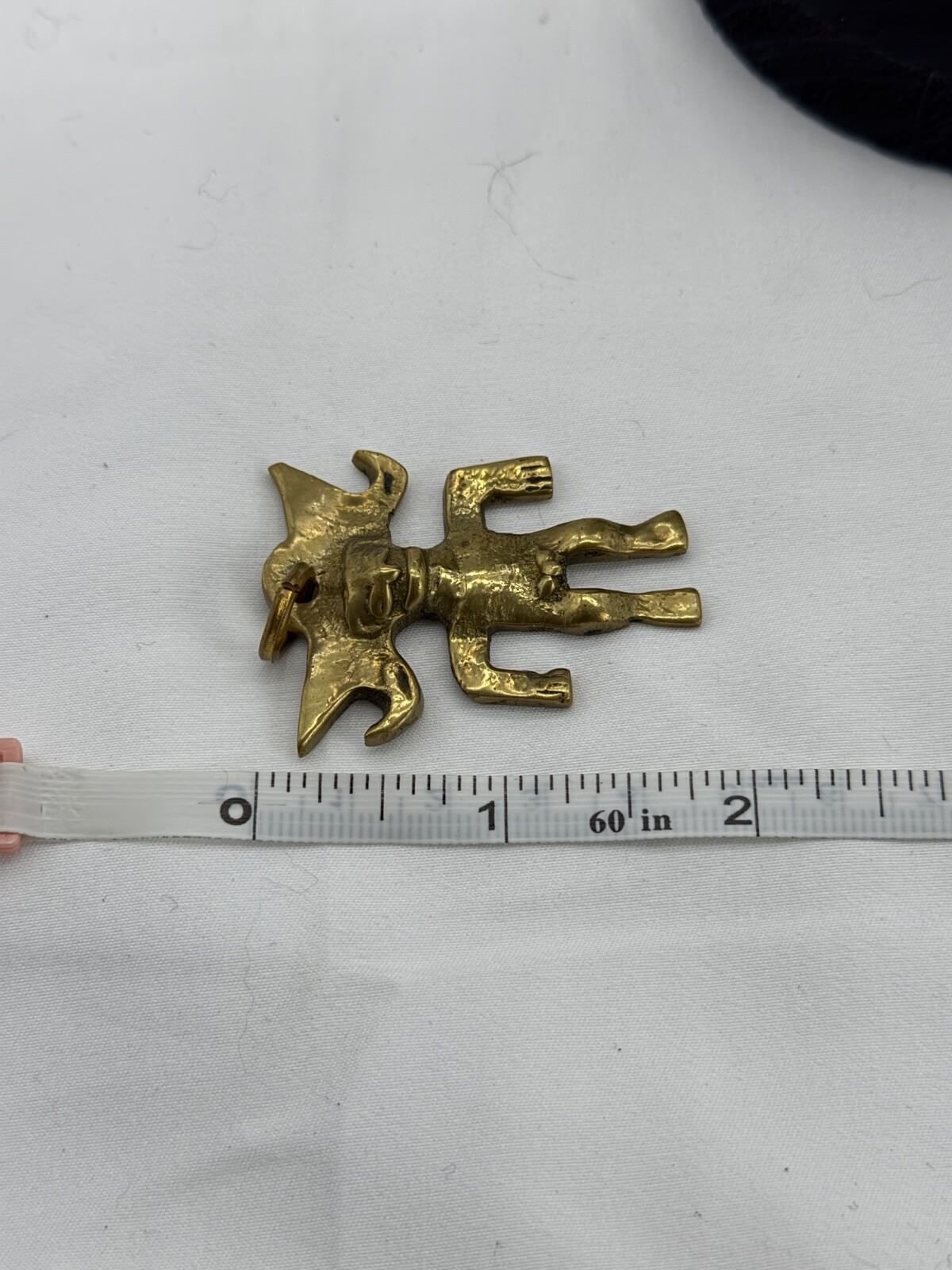 Vintage Gold Tone South American Fertility god Pendant 2″ without Chain unmarked