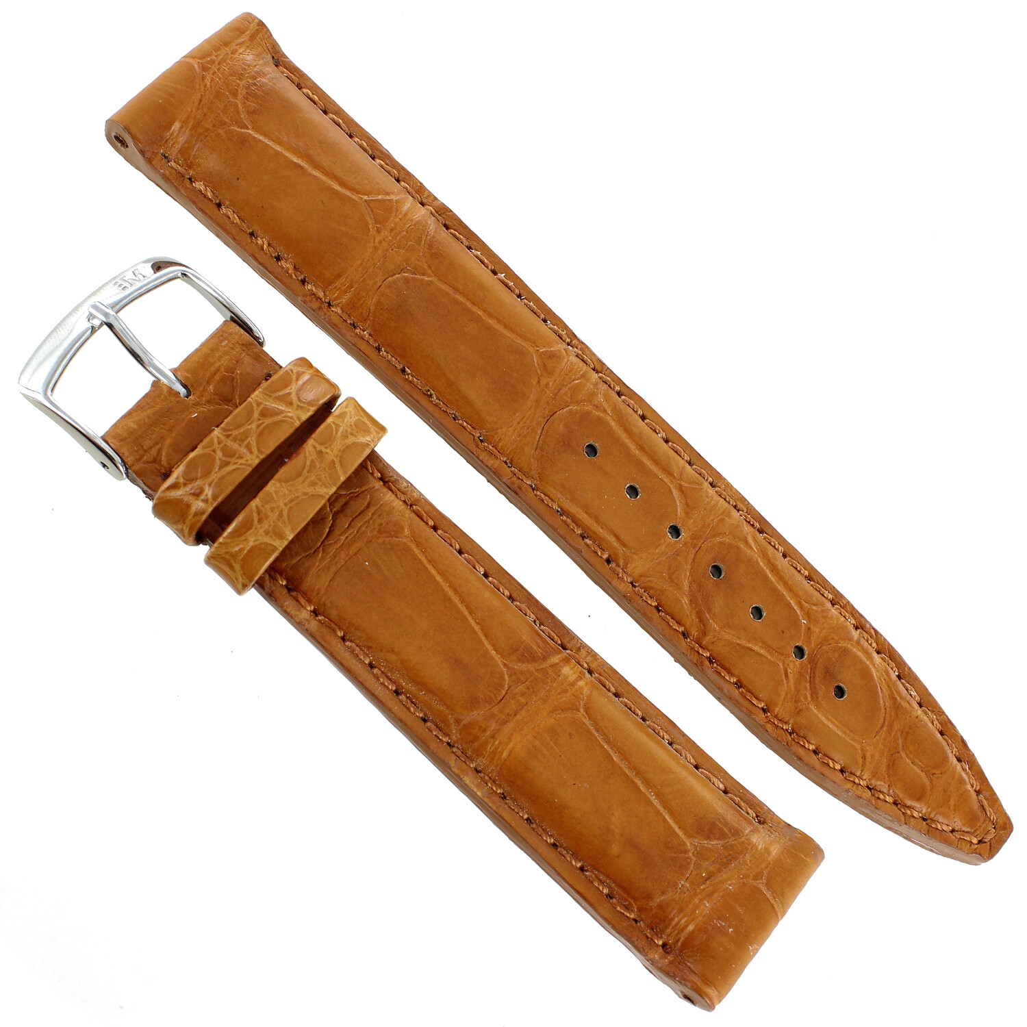 20mm Morellato Honey Tan Genuine Certified Alligator Padded Watch Band 2120A