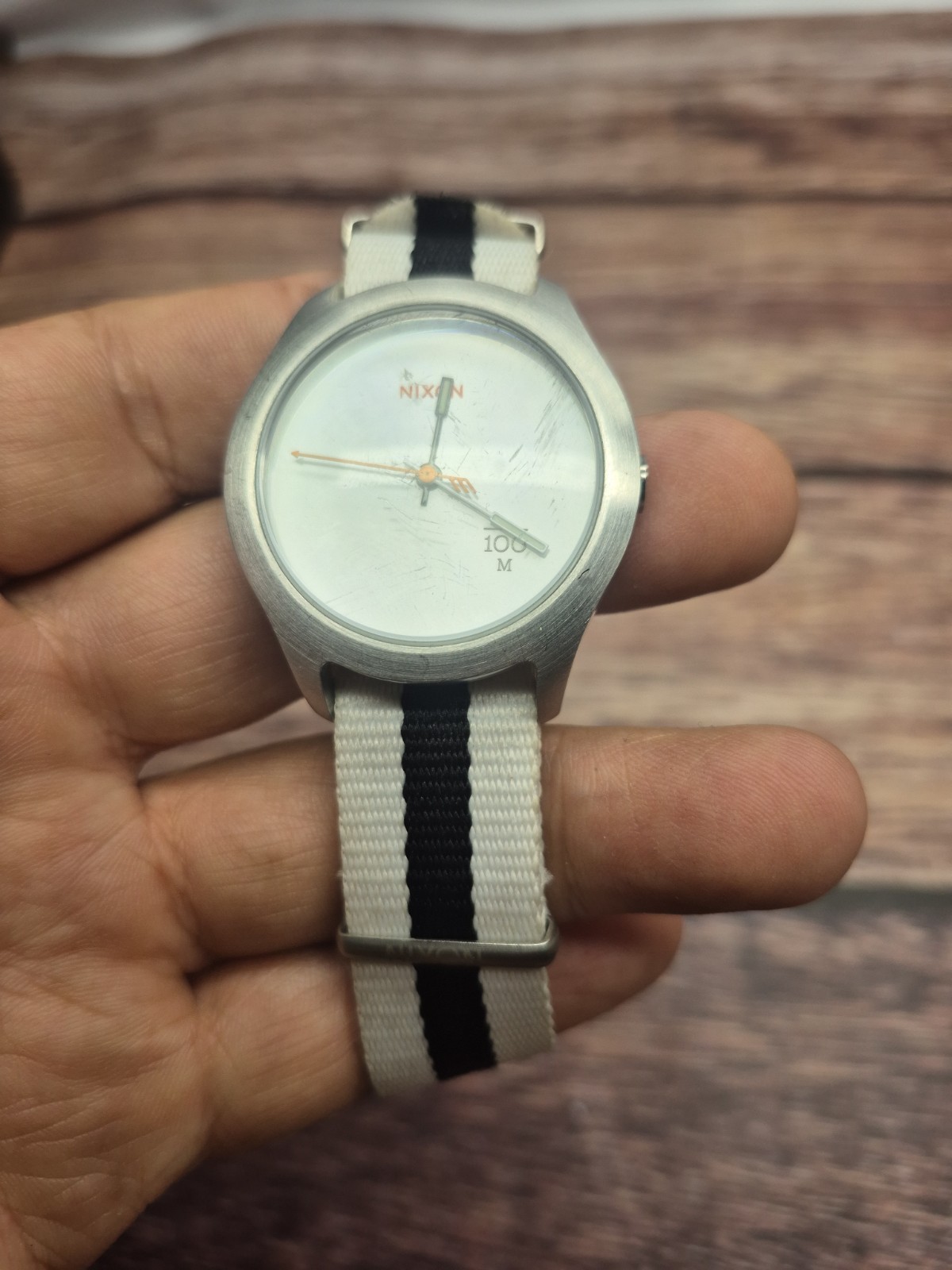Nixon The Quad Mod Surf White Dial Men’s Watch Stainless Steel Striped NATO Band