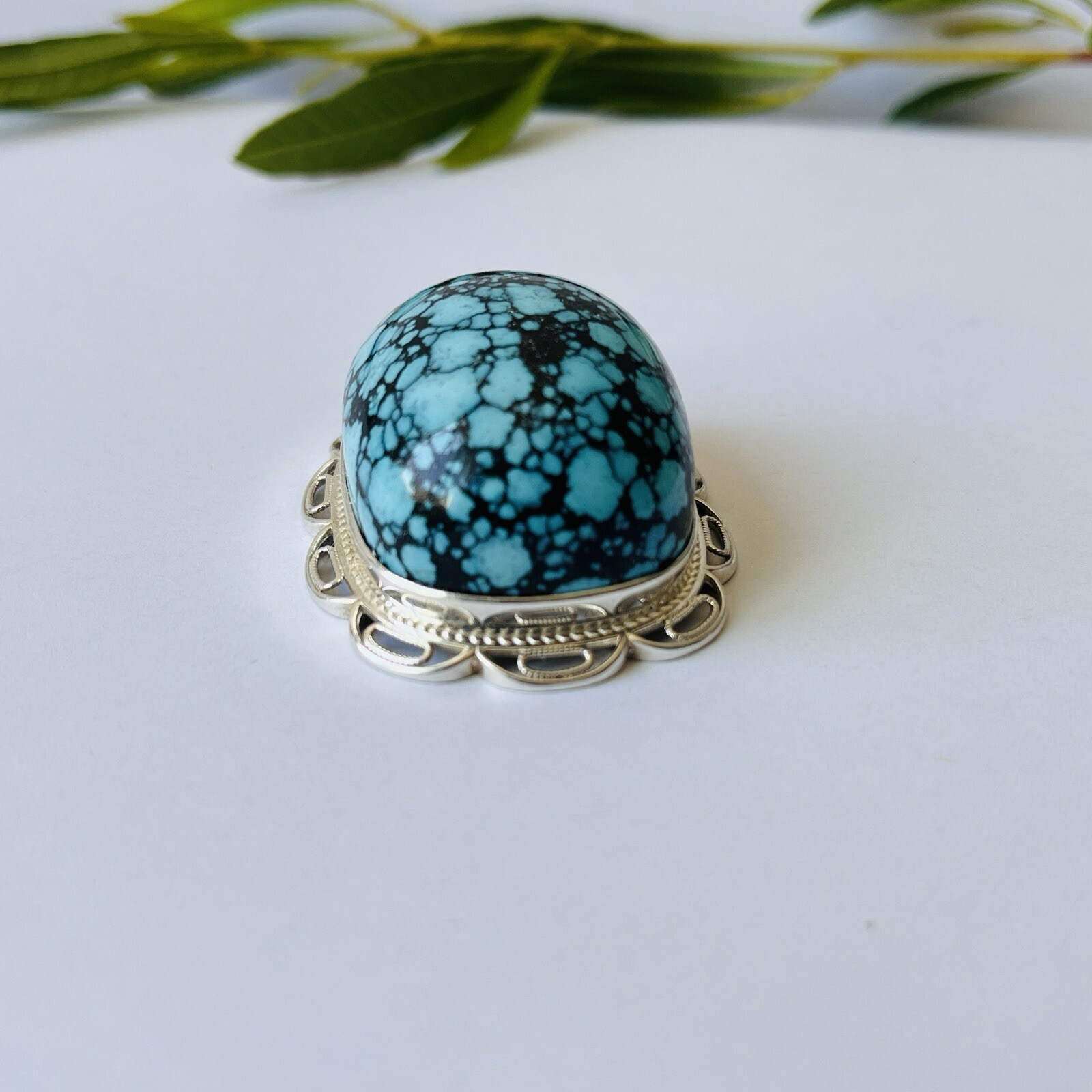 Natural Turquoise Lander Blue Gemstone Amulet Pendant Necklace Handmade Gift