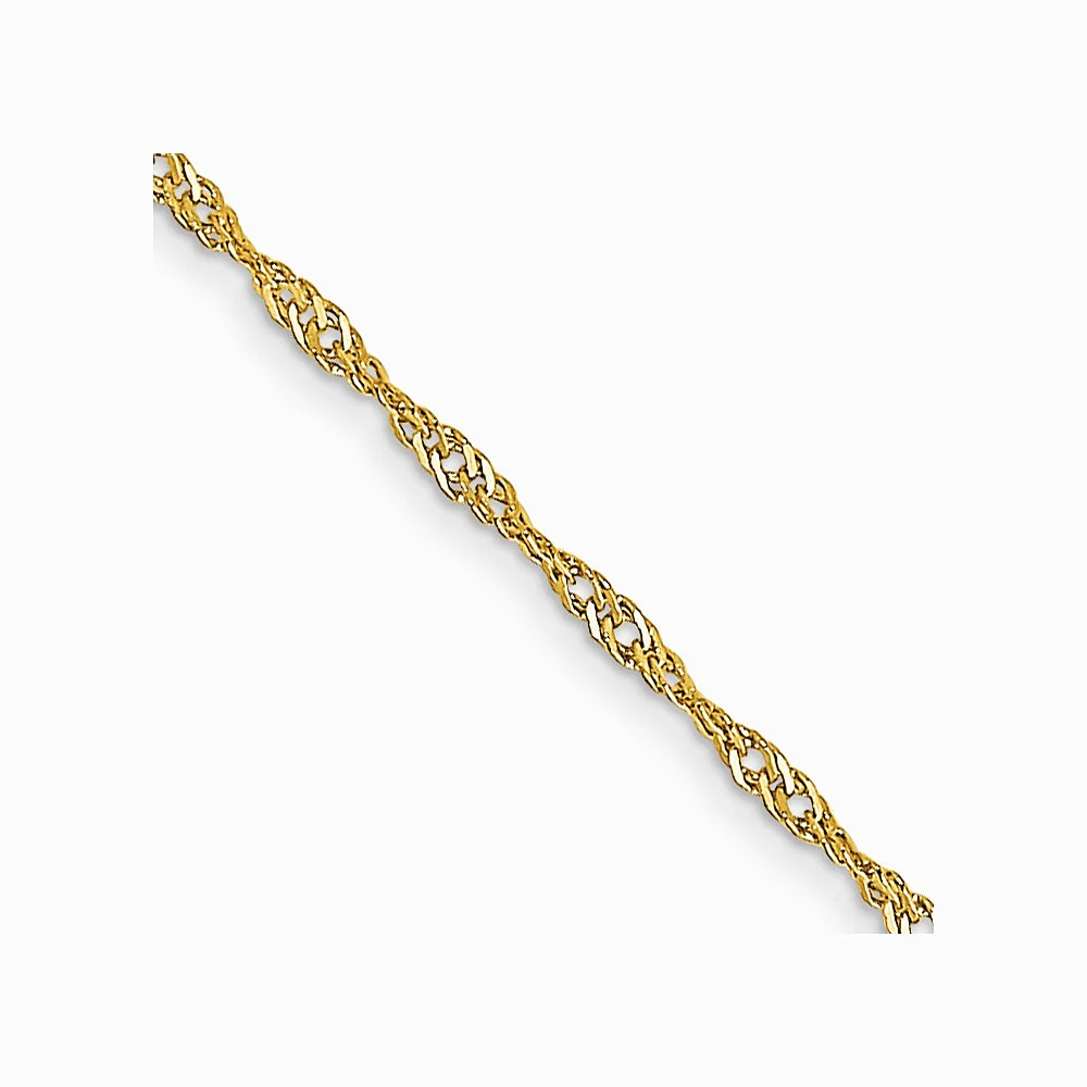 10K Yellow Gold 1mm Carded Singapore Chain Necklace 16″-24″