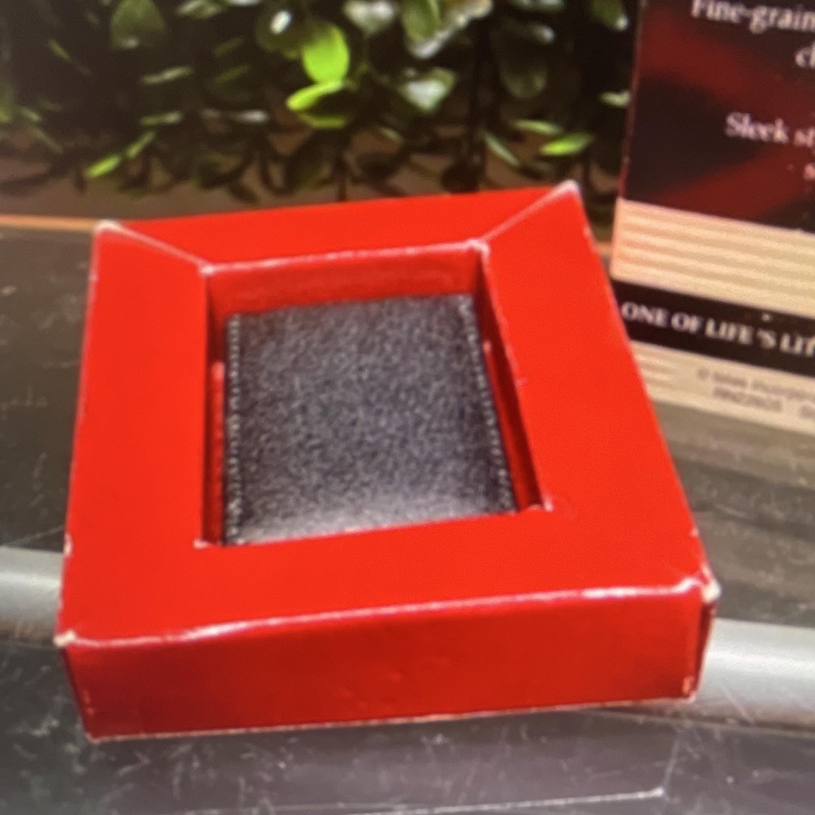 Red Square Ring Gift Box w/ Black Foam Lined Insert, Paper