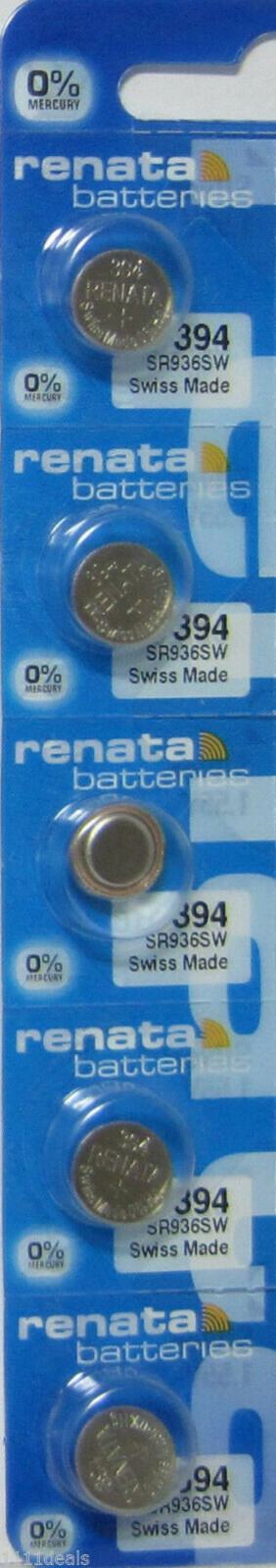 Renata 394 SR936SW 1.5V Silver Oxide Button Watch Battery 5 Pack