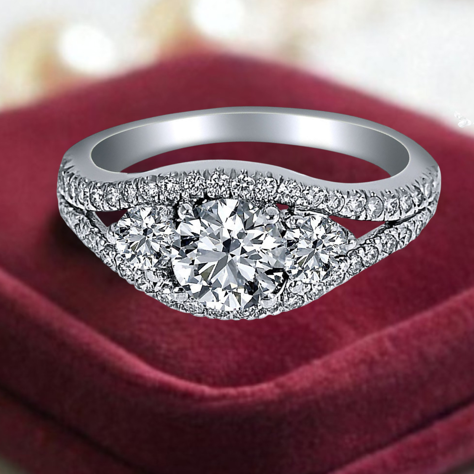 950 Platinum IGI Certified Lab Created Diamond Engagement Ring 3.25 Ct Round Cut