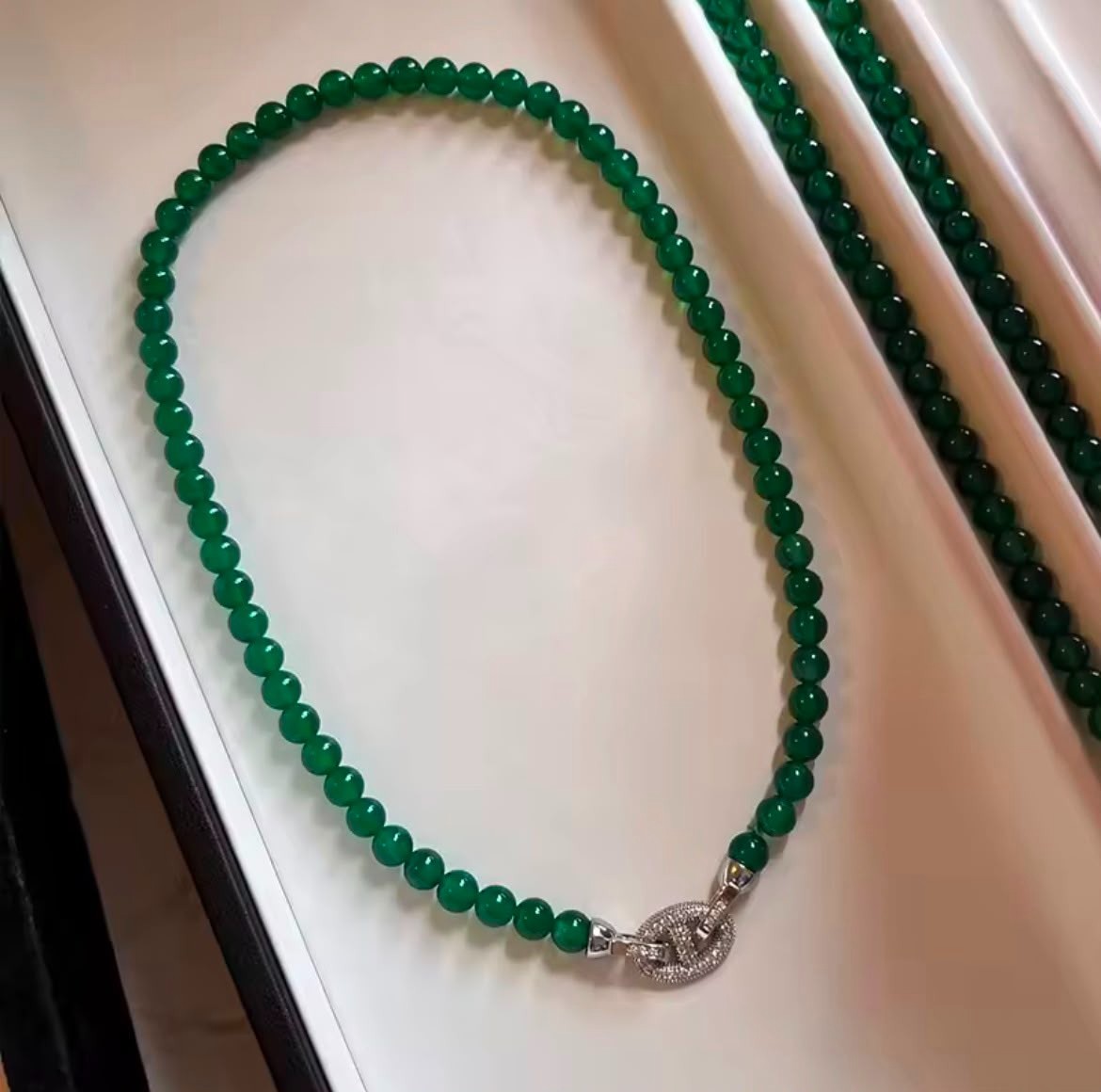 Natural Green Chalcedony 14K Gold Filled Chain Necklace Birthday Gift Women