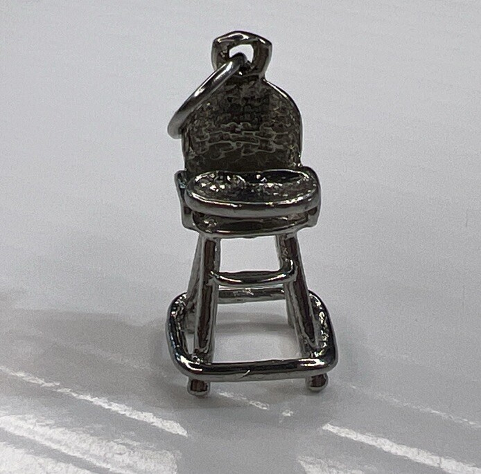 925 Sterling Silver Retro Charm Pendant High Chair Baby Shower Infant Mom Gift