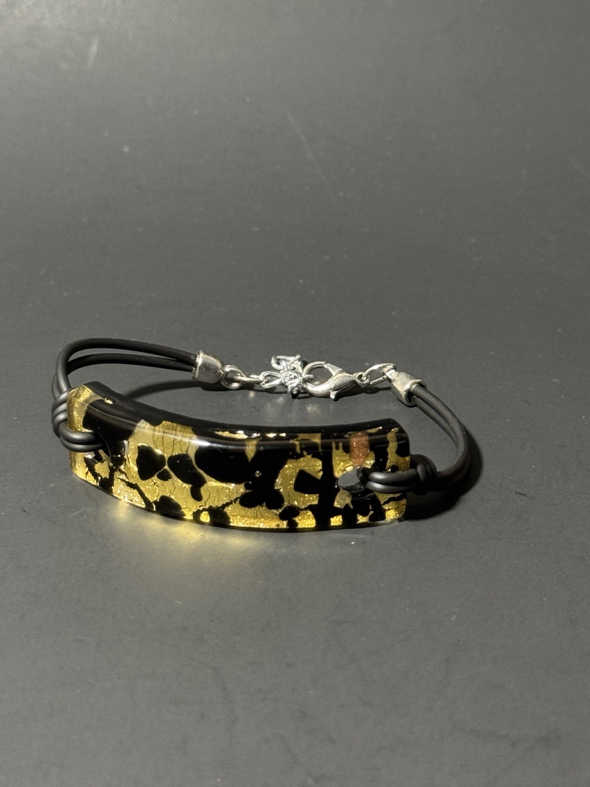 Vintage Murano Glass Rubber Cord Bracelet