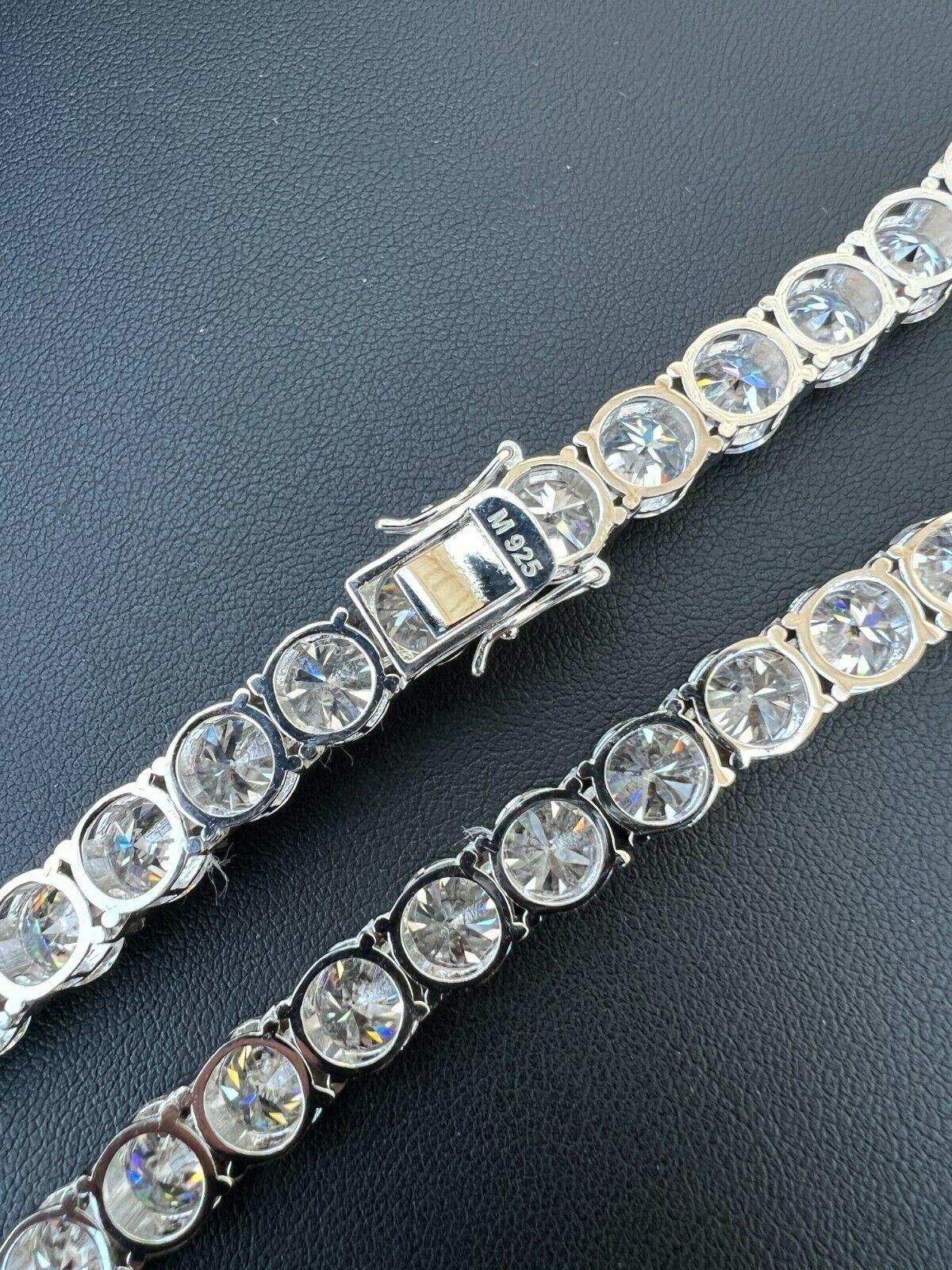 REAL BIG 8mm 100-170ct MOISSANITE Tennis Chain Necklace Pass Test 16-28″ Iced