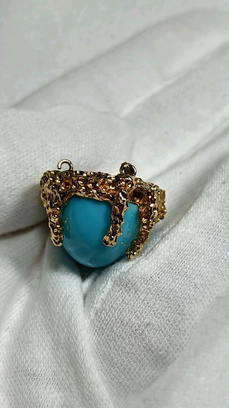 Vintage Panetta Blue Glass Gold Tone Beaded Necklace Clasp ONLY