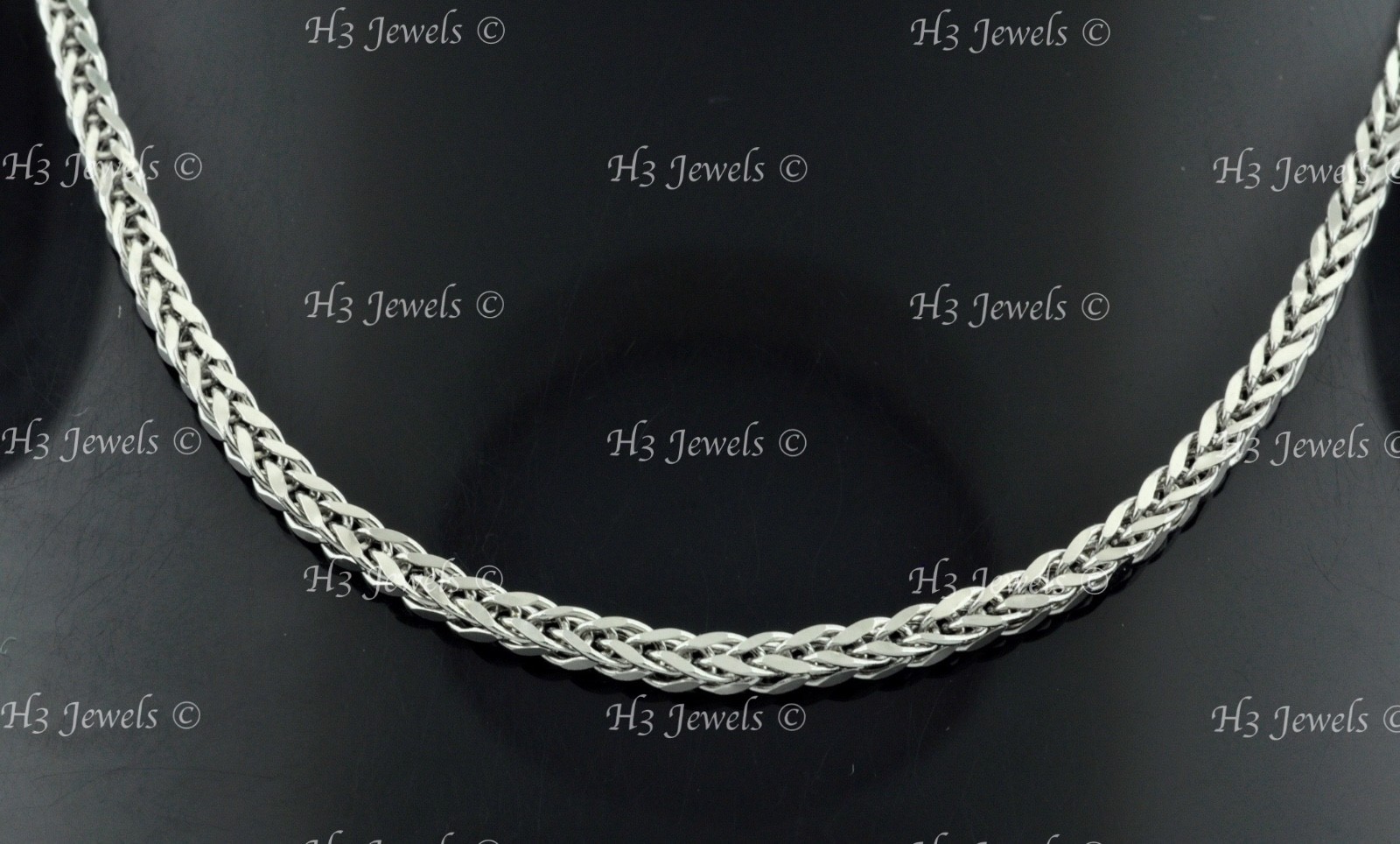 6.50 grams 14k solid white gold foxtail wheat chain necklace 18 inches #7574