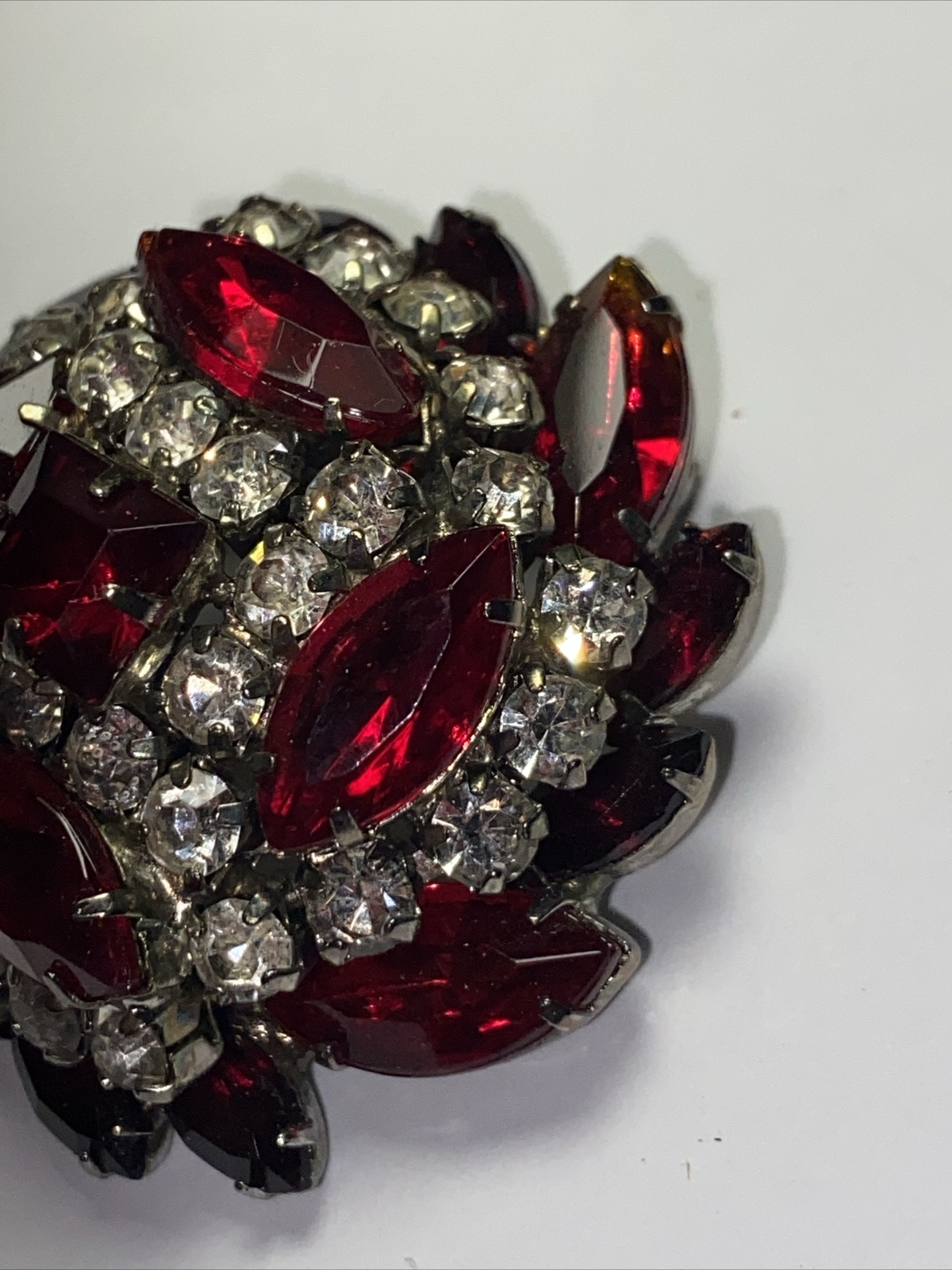 Brooch Pin Huge Open Back Crystals 2.75” Long Vintage Beauty
