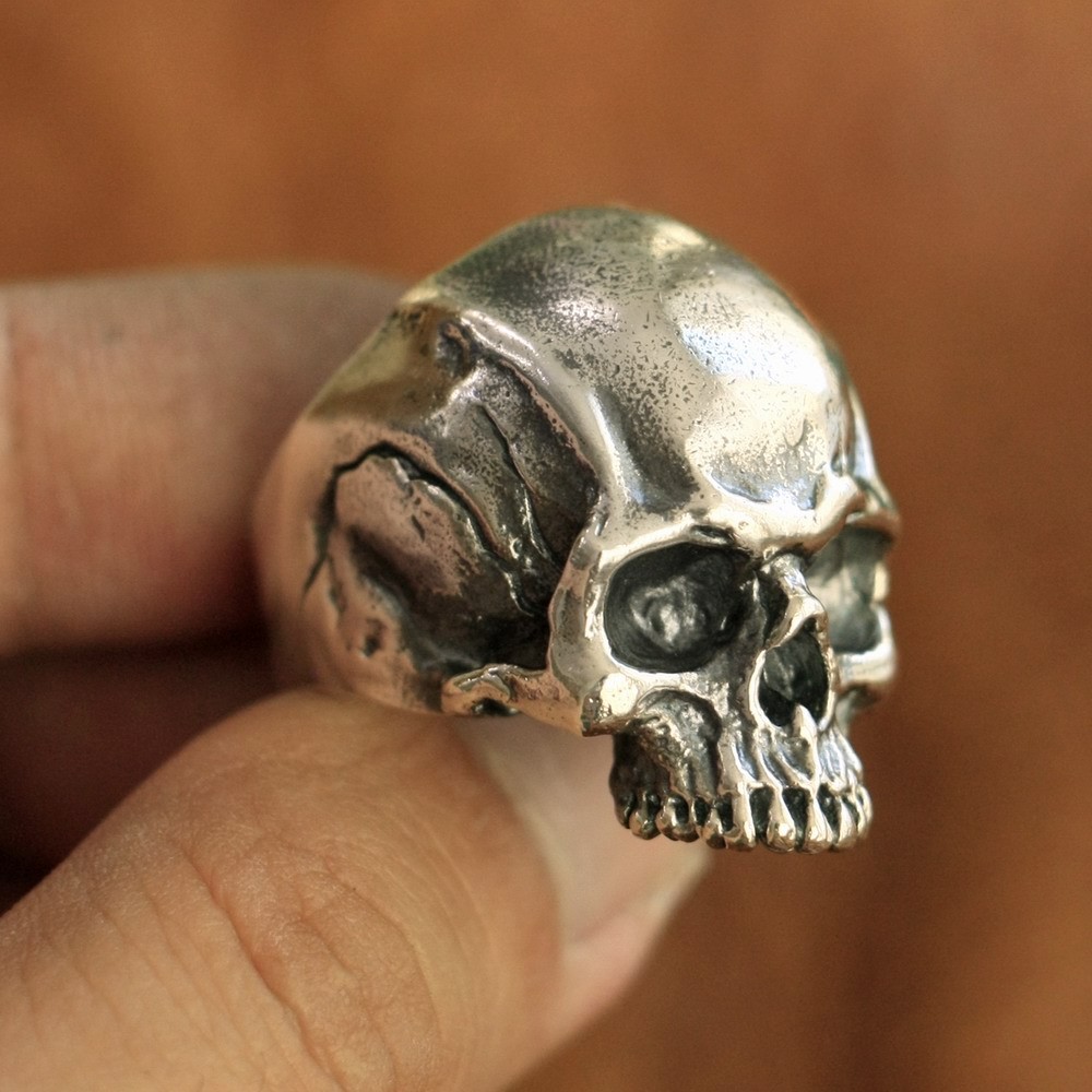 925 Sterling Silver Details Skull Ring Biker Punk Jewelry TA102A US Size 7~15