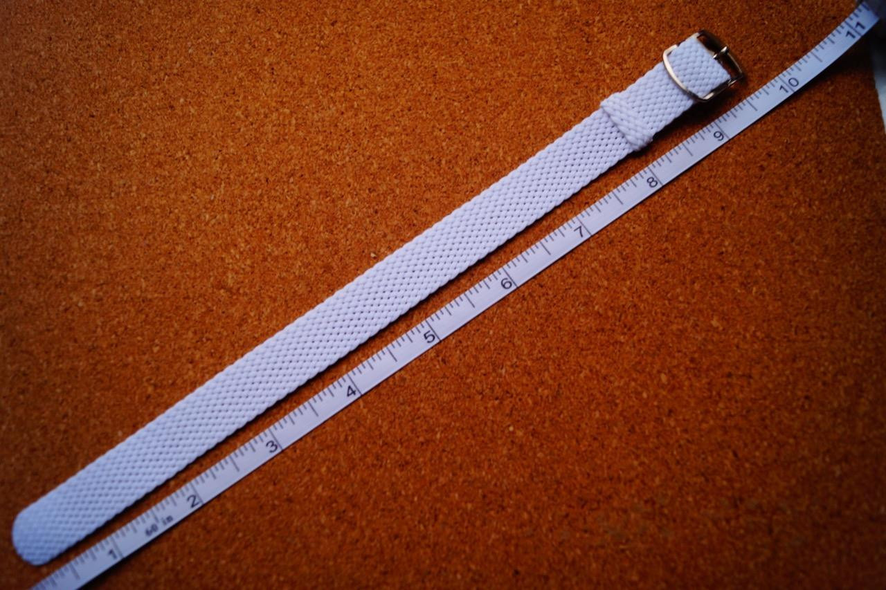 WHITE PERLON ONE PIECE WATCH STRAP WITH SILVER BUCKLE 16mm