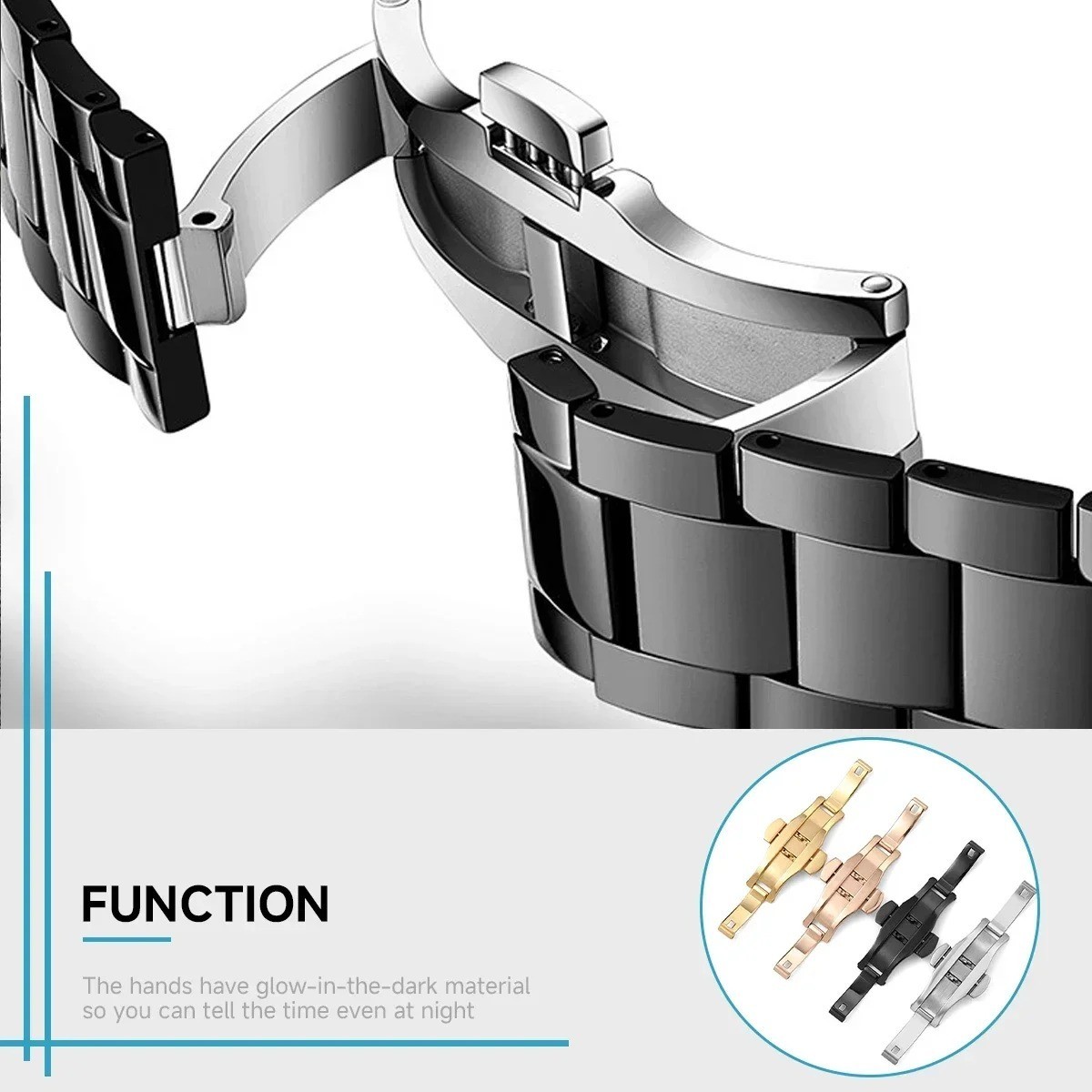 Stainless Steel Butterfly Buckle Watch Band Clasp 16mm-22mm Deployment Clasp NEW