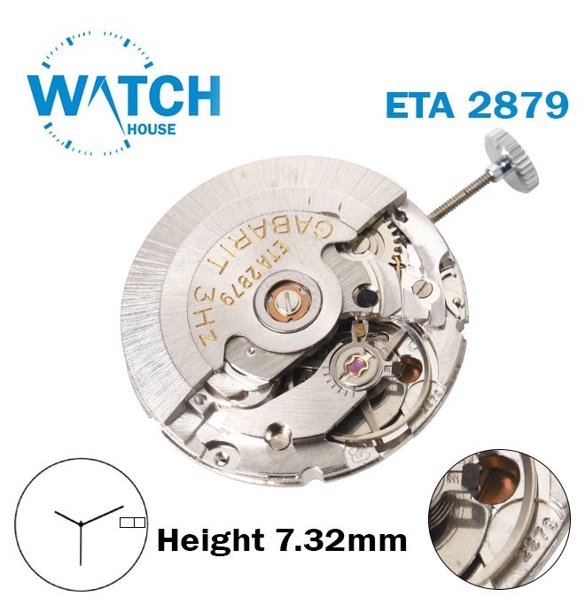 ETA 2879-GABARIT 3HZ Automatic Movement-White Date& Day Disk At3-H:7.32mm-3Hands