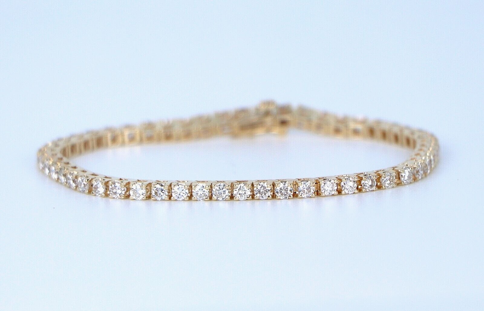 6.60Ct Round Cut GDGL Certified Natural Diamond Tennis Bracelet 18K Yellow Gold