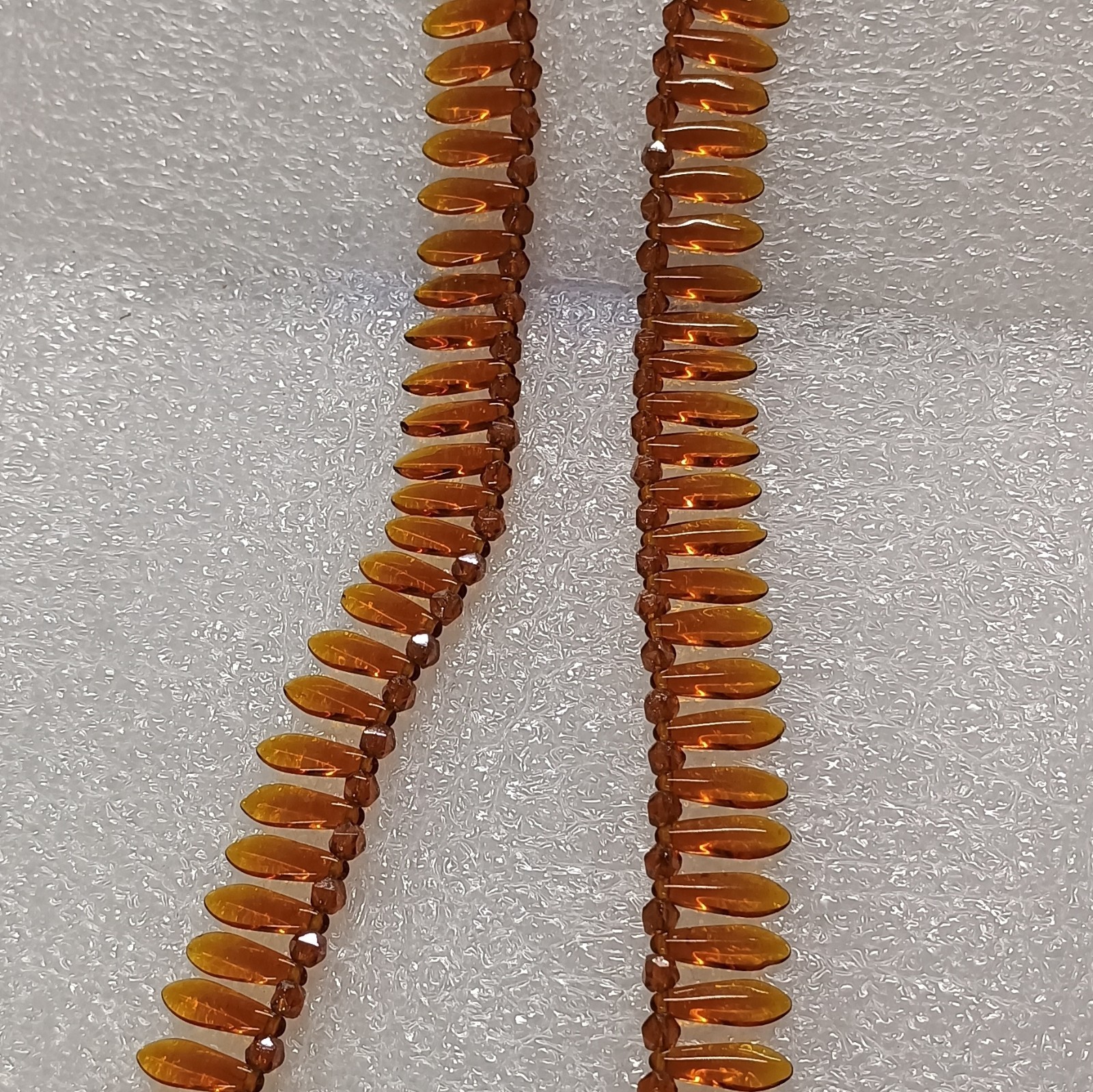 Amber Colored Teardrop Topaz/Tanzanite? W Beaded Chain w/ Hook Clasp Closure