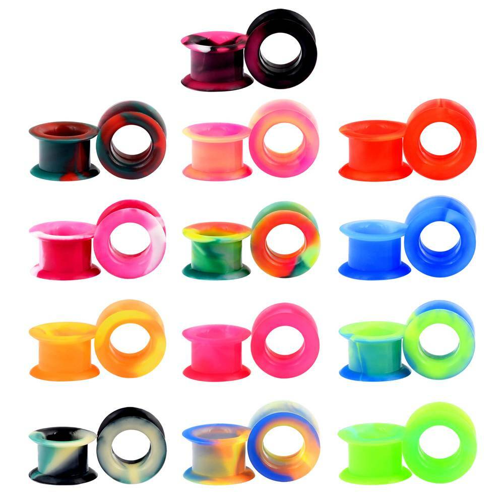 1 Pair 2g-1″ Silicone Ear Skin Thick Soft Ear Expander Tunnels Plugs Ear Gauges