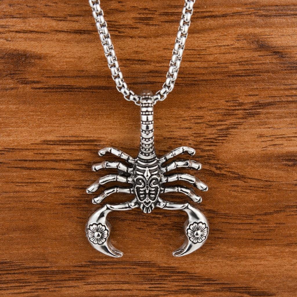 SCORPION NECKLACE 2″ Metal Pendant Gold Silver or Black Men Women Scorpio Zodiac