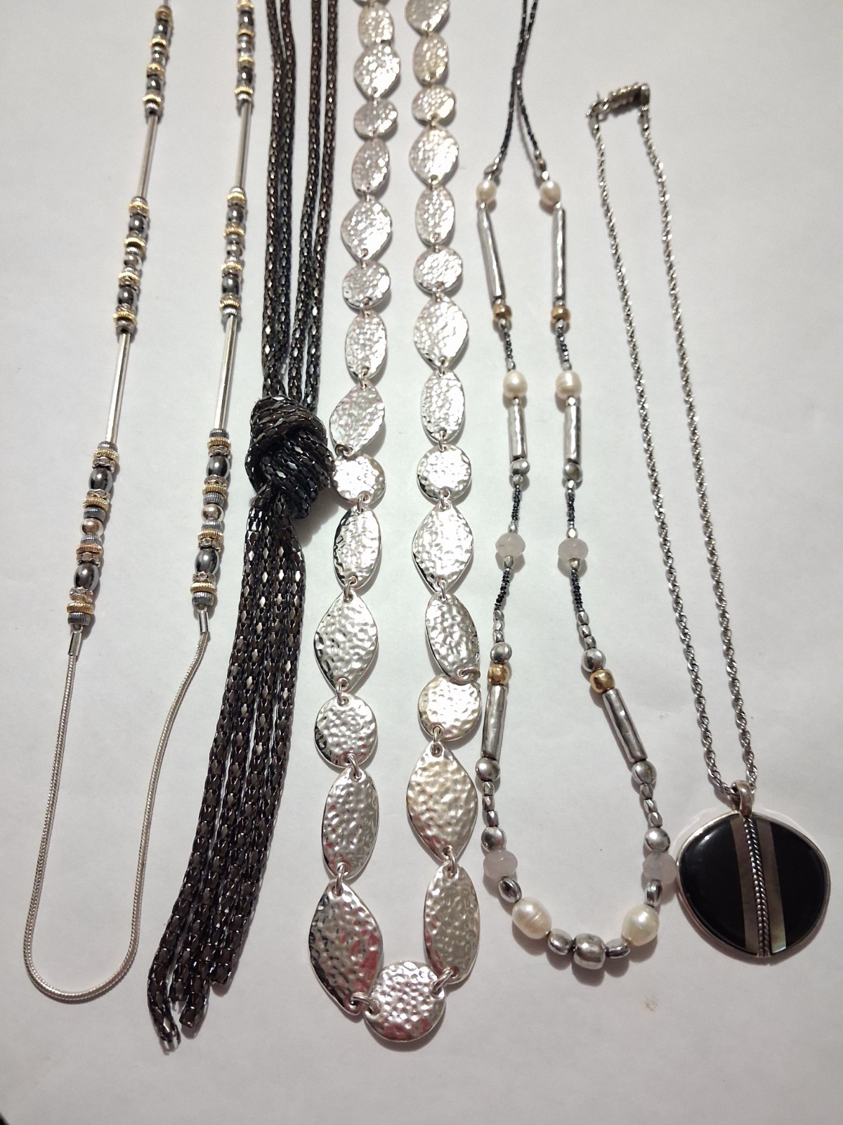 Lot Of 5 Black Silver/ Gold Tone Beaded Hammered Nine West Talbots Unbranded…