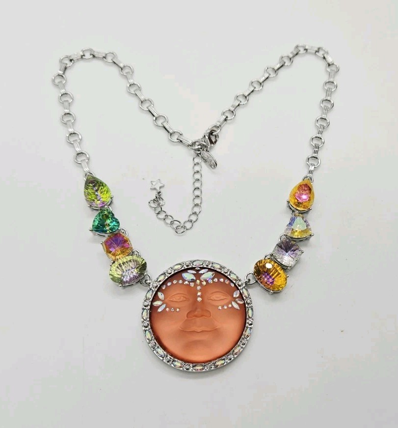 Kirks Folly Necklace Cosmic Bliss Empress Seaview Moon Silver tone Set 2pc