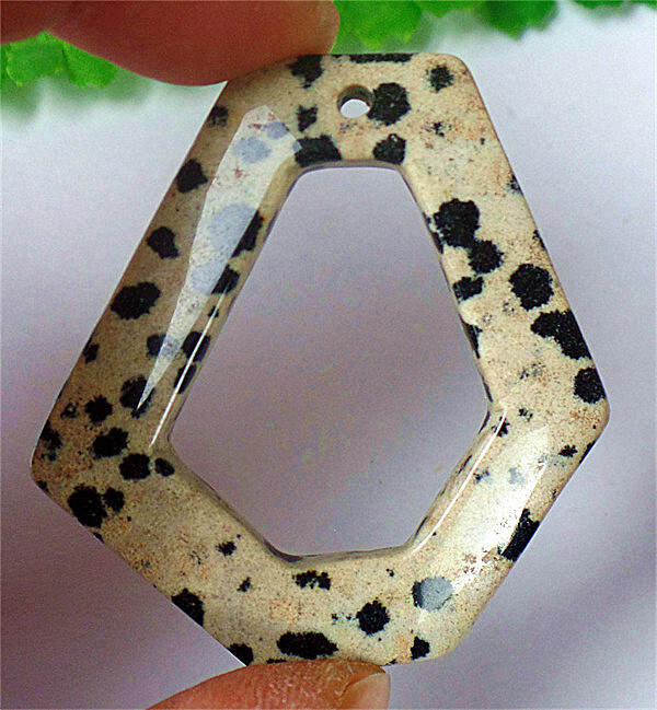 46x43x6mm Natural Dalmation Jasper Hollow Out Hexagon Pendant Bead ZL6721