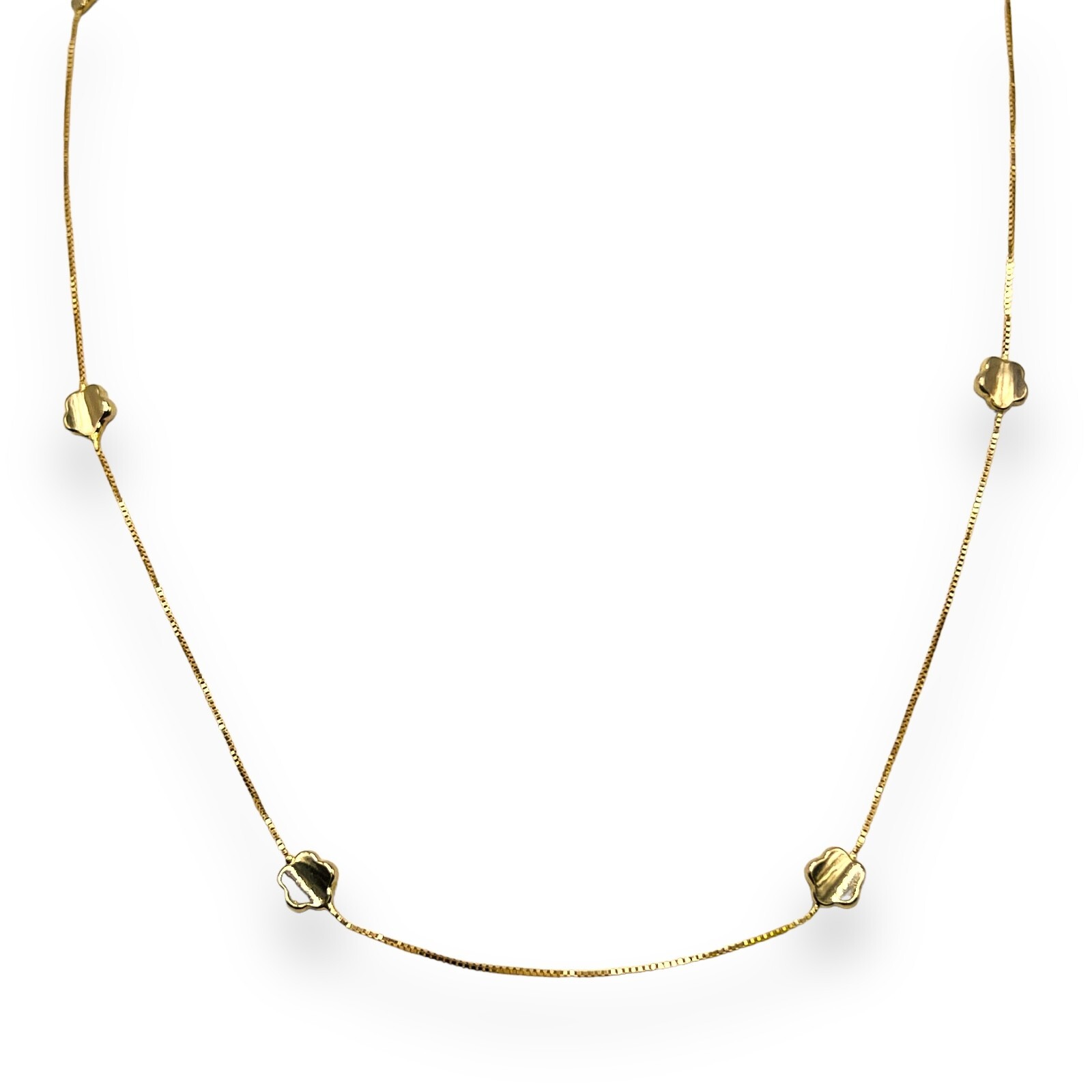 14K Solid Real Yellow Gold Tin Cup Chain Necklace 16″