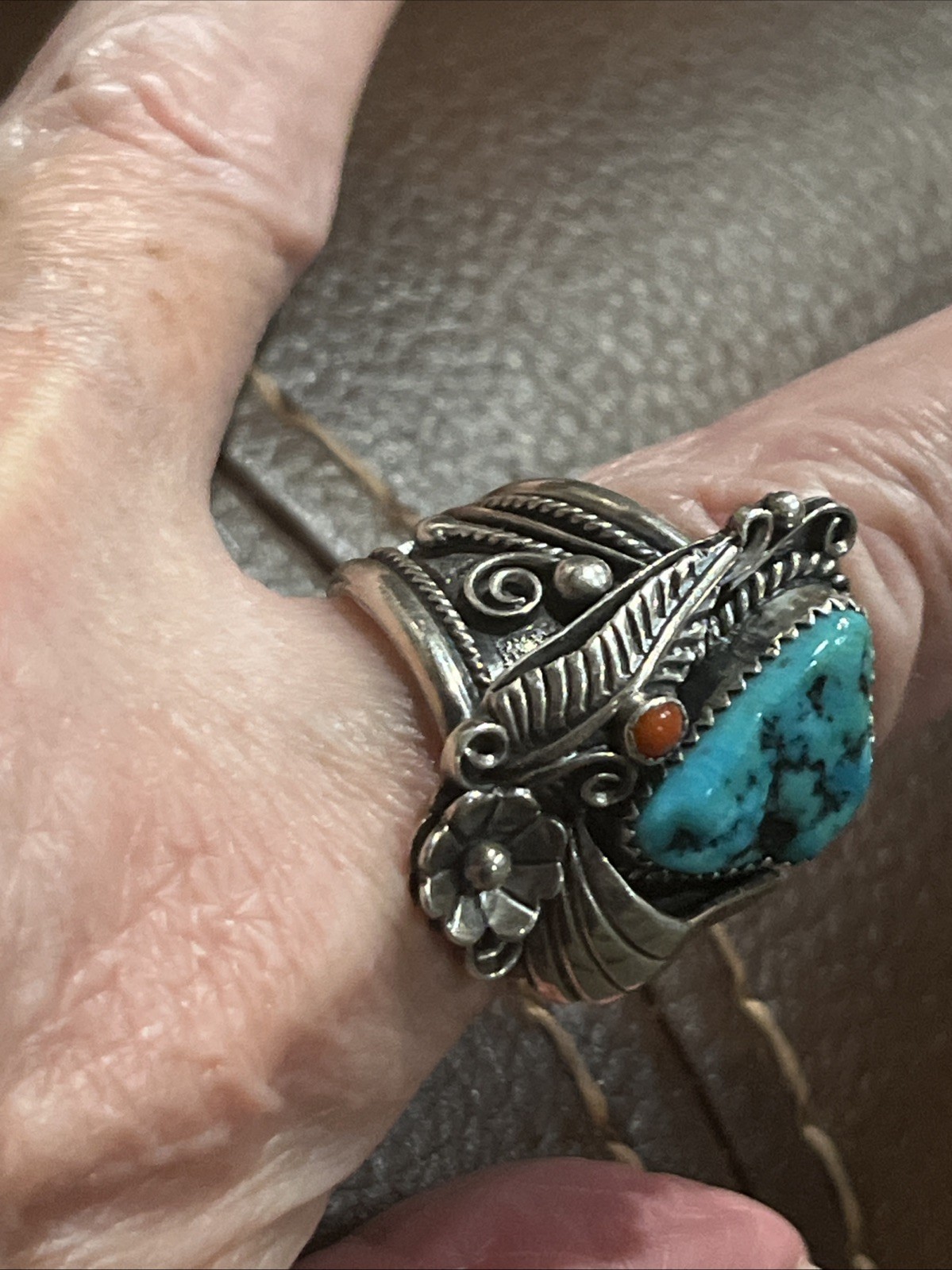 N A Huge Turquoise Ring Kee Begay Size 11 (19.5grams)