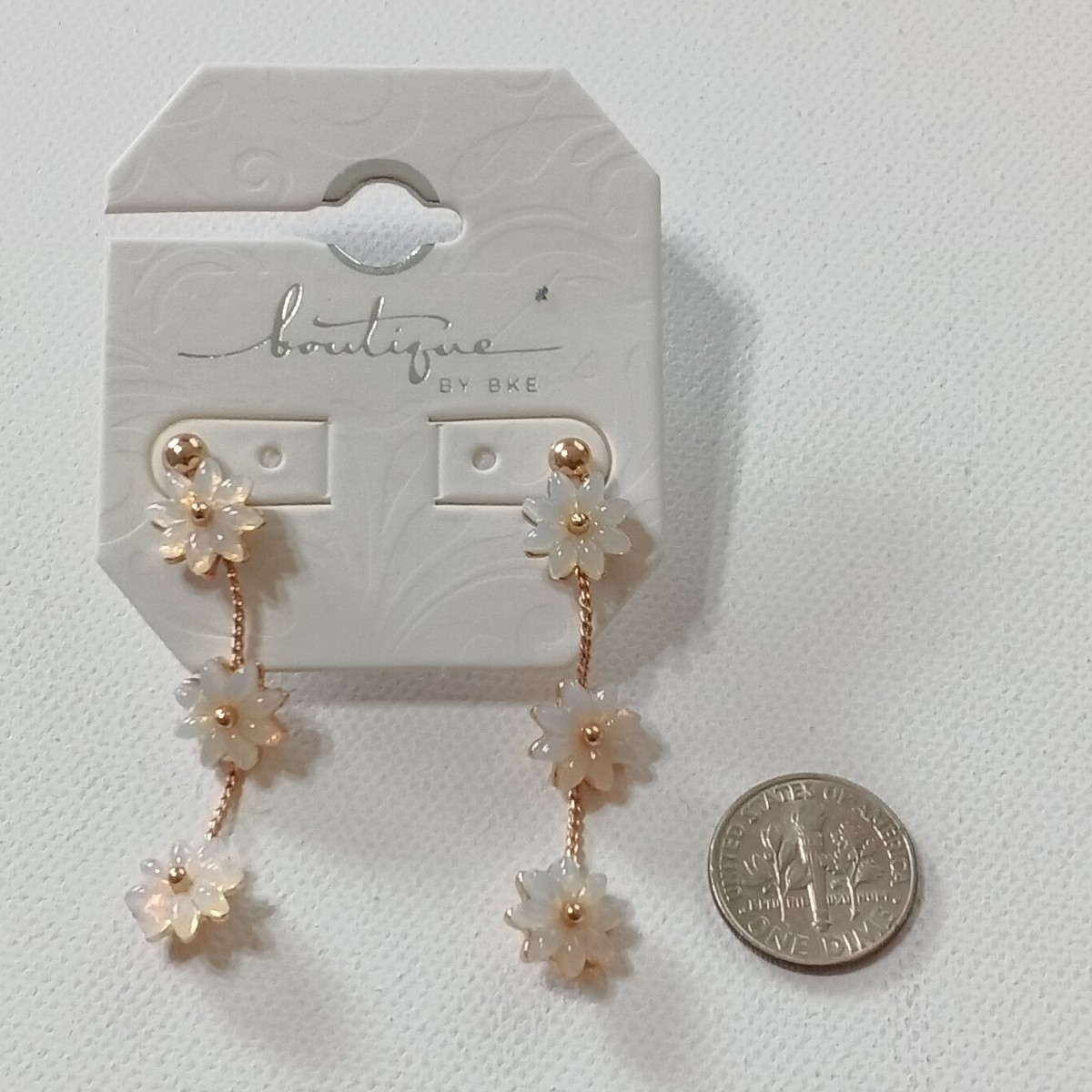 NWOT BKE Dangle earrings Floral stud Brass Plated Gold Fashion Jewelry