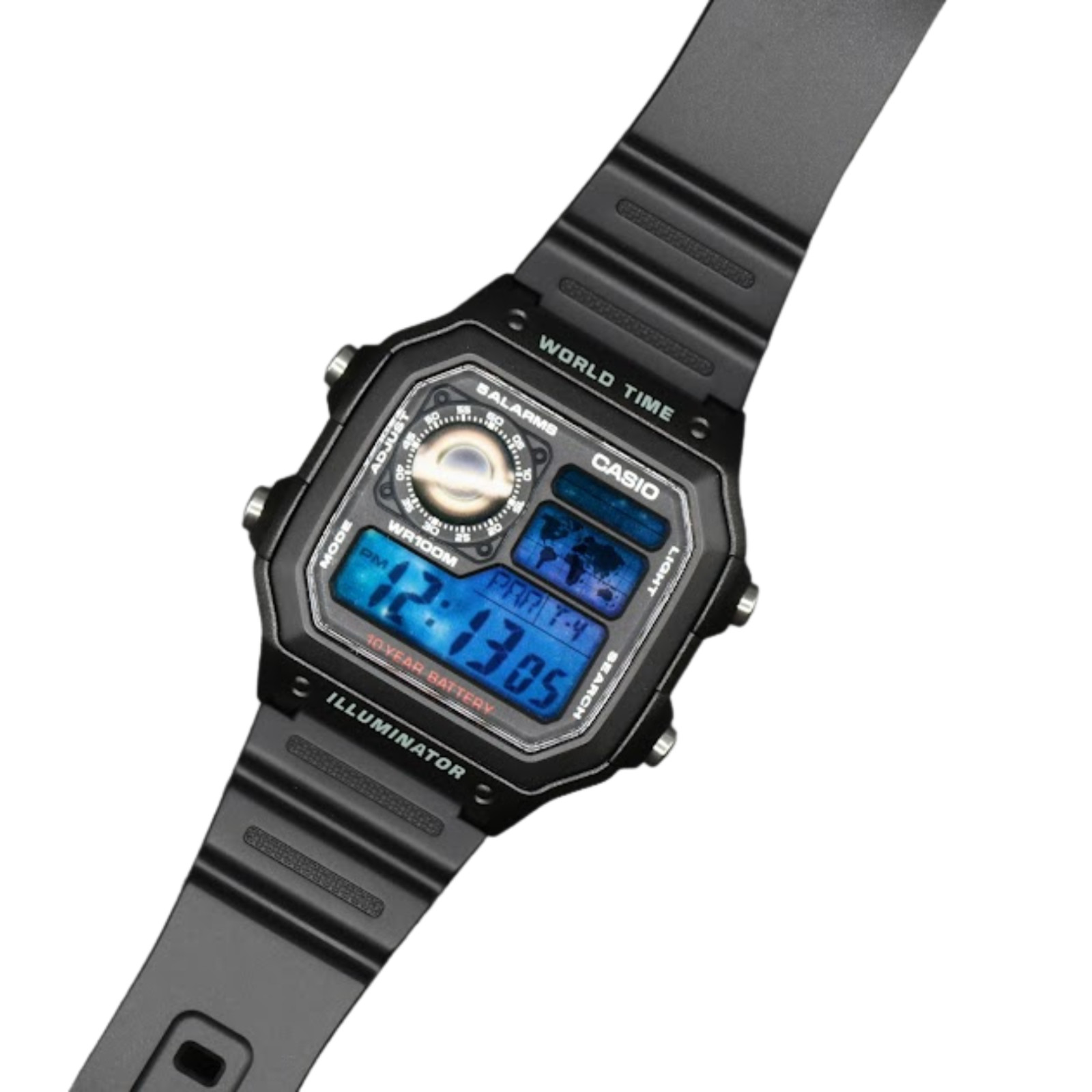 CASIO AE-1200WHD Royale World Time Watch Mod Interstellar Black Hole Display