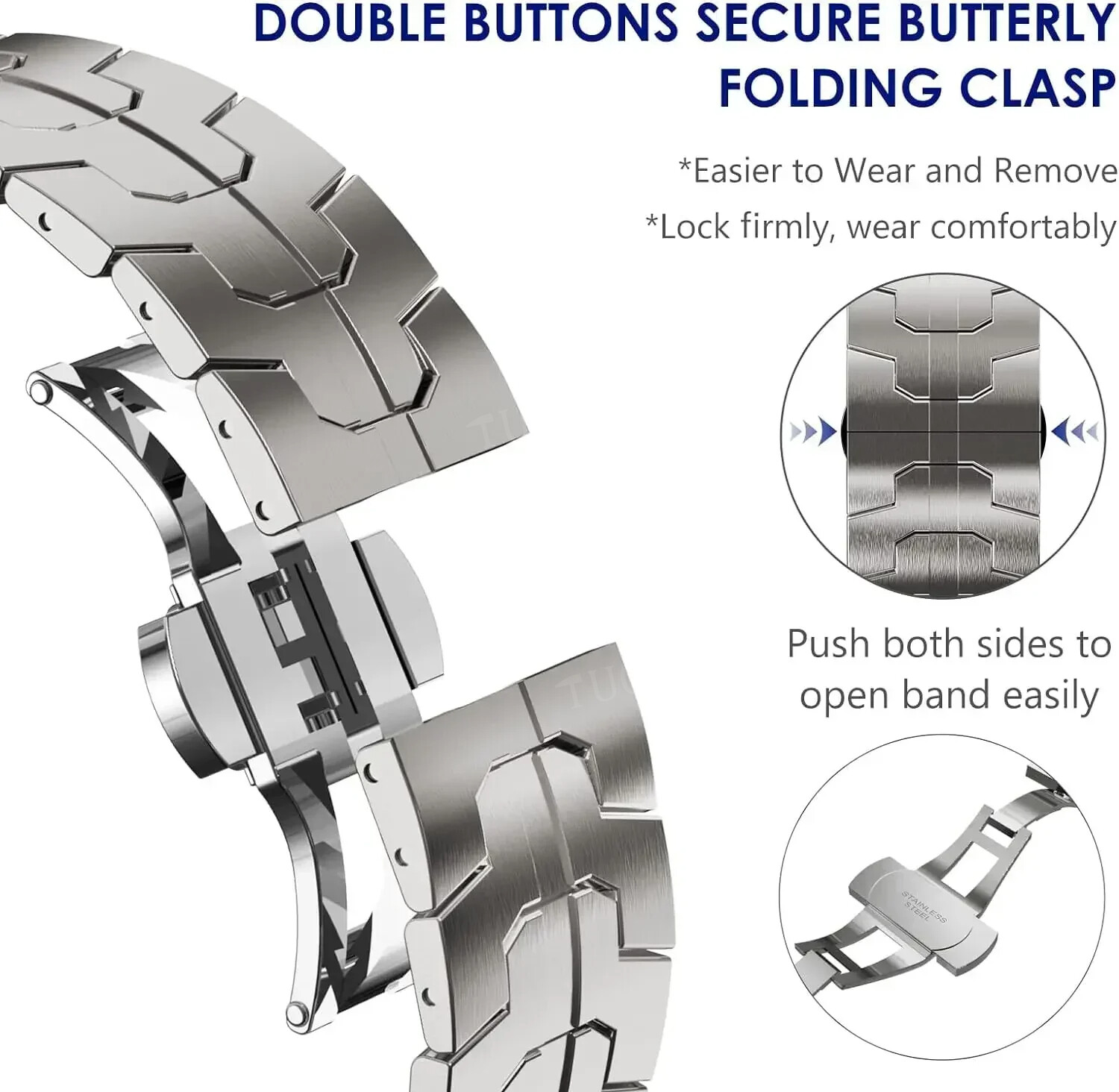 For Samsung Galaxy Watch 6 4 5 Pro 43mm 47mm Classic Stianless Steel Band Strap