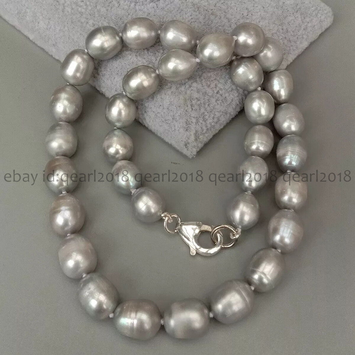 Natural White Black Gray Pink Purple Rice Cultured Pearl Necklace Silver Clasp