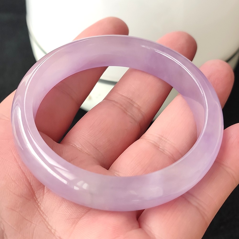 Certified Grade A 54-55mm Lavender Natural Burma Jade jadeite Bangle Bracelet