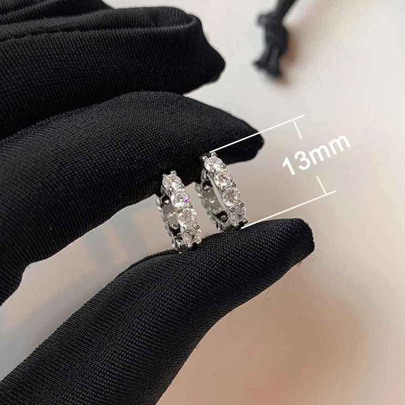 10mm CZ Huggie Hoop Earrings Dainty Small Gold Silver Women Jewellery Gift