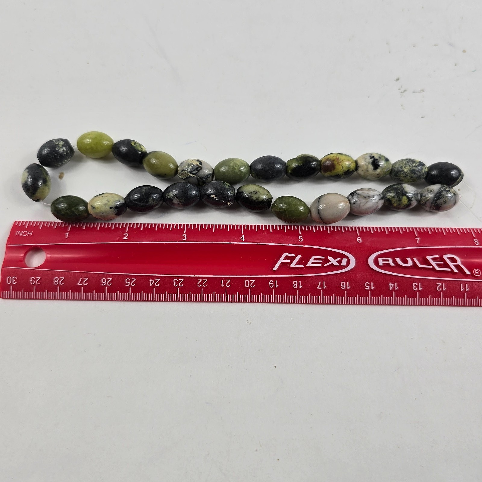Serpentine Jade Beads Oval Green Untreated 16×12 mm, 15 Inch Strand