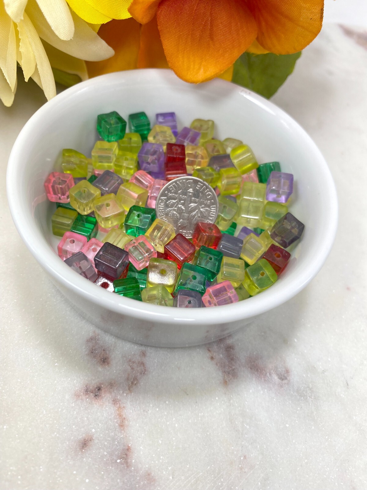 Cube Beads for Jewelry Making 6mm Glass Beads Cube Square Jewelry Making 50 pcs