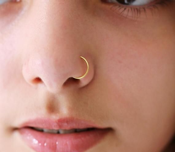 14K SOLID GOLD 20G 5/16″ BEND CLIP OPEN HOOP RING EAR NOSE TRAGUS LIP HELIX