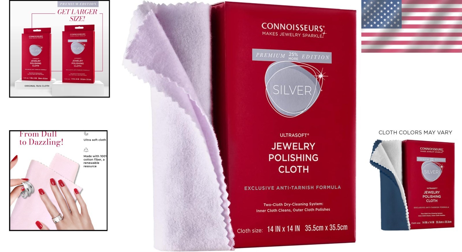Luxury 14×14 Anti-Tarnish Polishing Cloth for Silver Jewelry – Ultrasoft Care