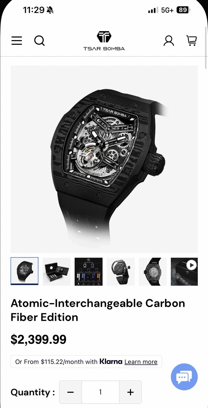 TSAR BOMBA Atomic Watch Interchangeable FULL CARBON FIBER EDITION (54/300) RARE