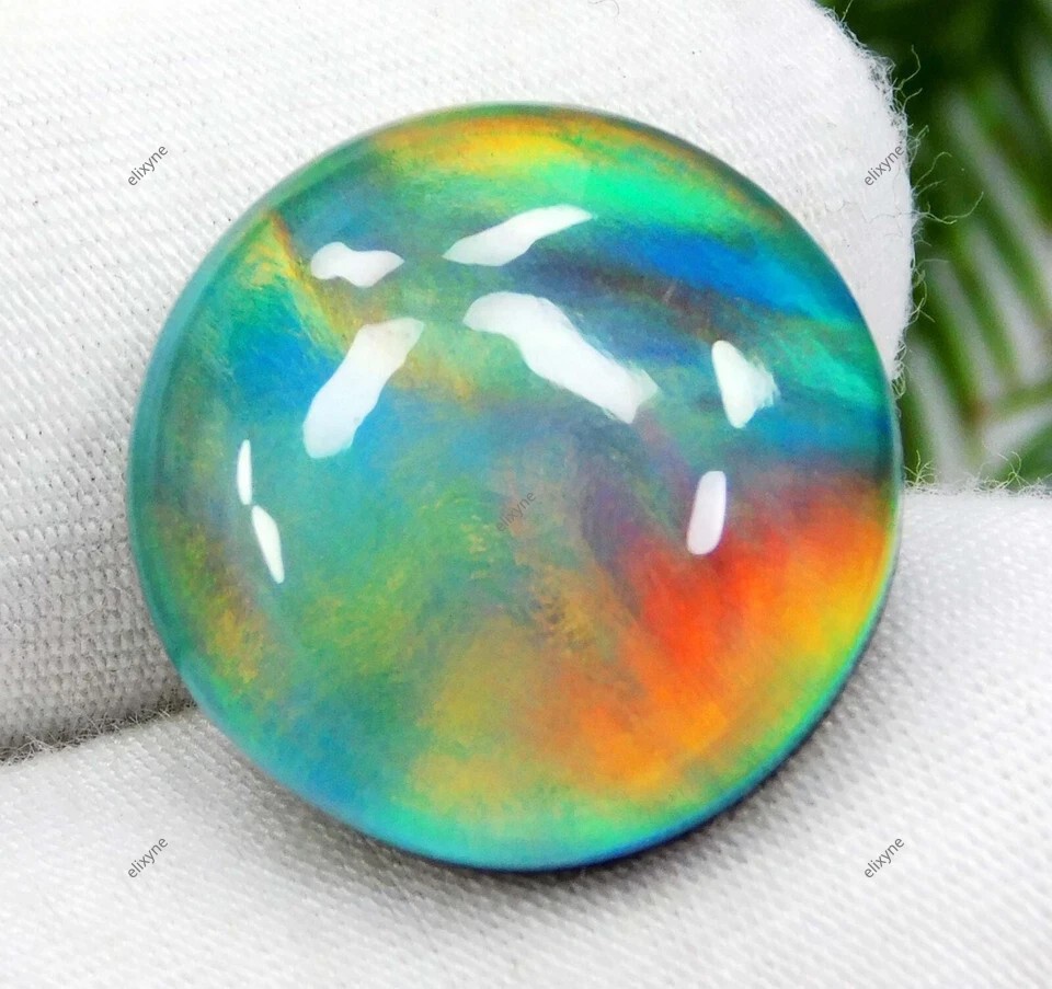 9+ MM Natural Doublet Aurora Fire Opal Cabochon Certified Gemstone Limited Stock