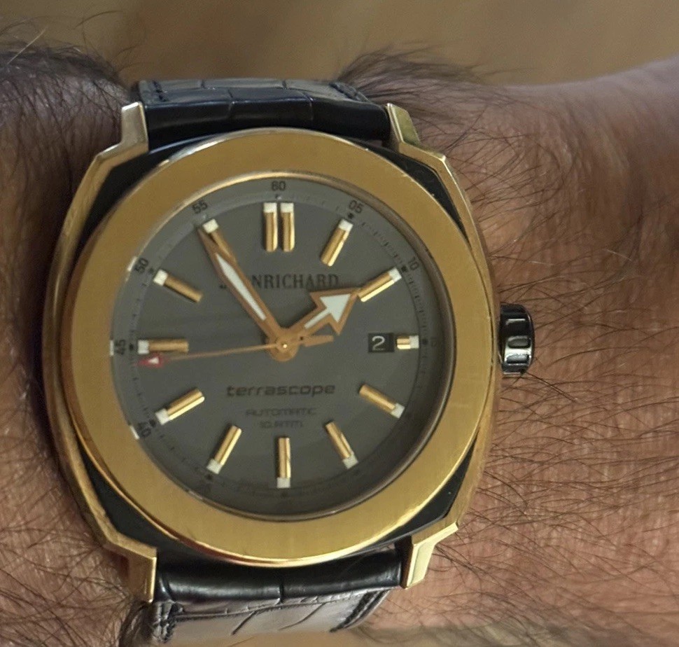 JeanRichard Terrascope Watch Rose Gold Steel Automatic 44mm 60500-56-207-BB60